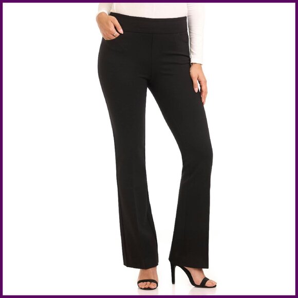Bootcut Ponte Pants with 5 Pockets Pull-On Waistband Office Yoga Style